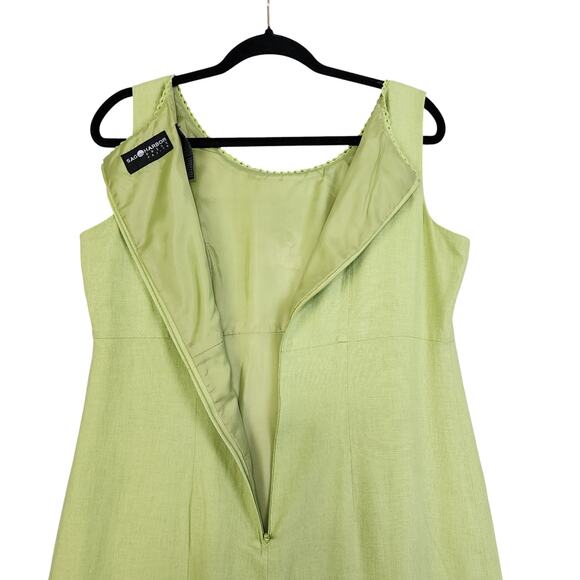Sag Harbor Womens Vintage Y2K Embroidered Linen Blend Dress Size 10P Lime Green - Picture 6 of 12